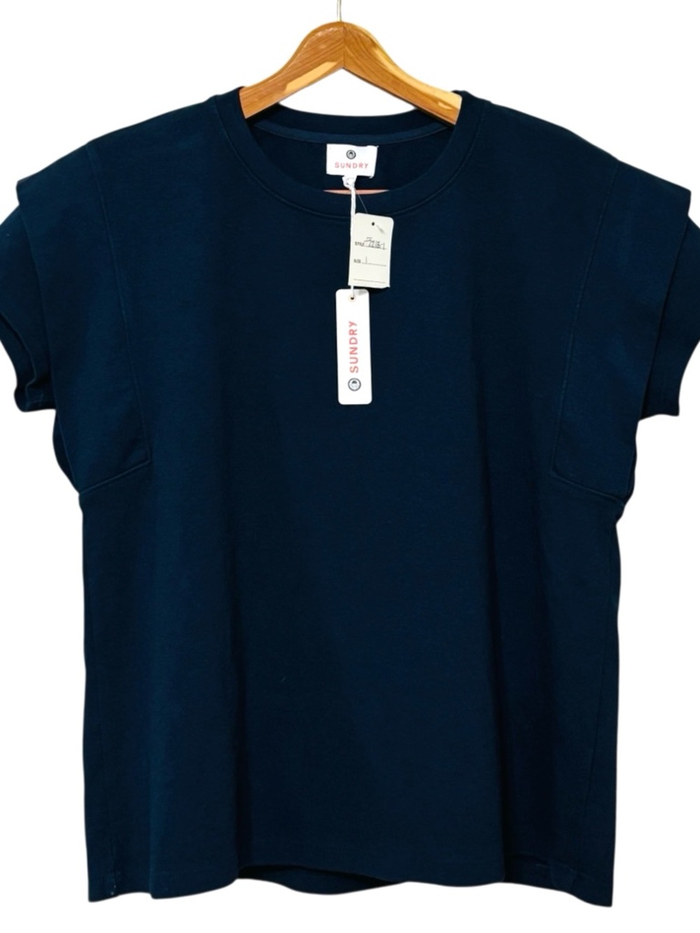 NWT Sundry Structured French Sleeve Shirt Navy Womens Size 1 / Small